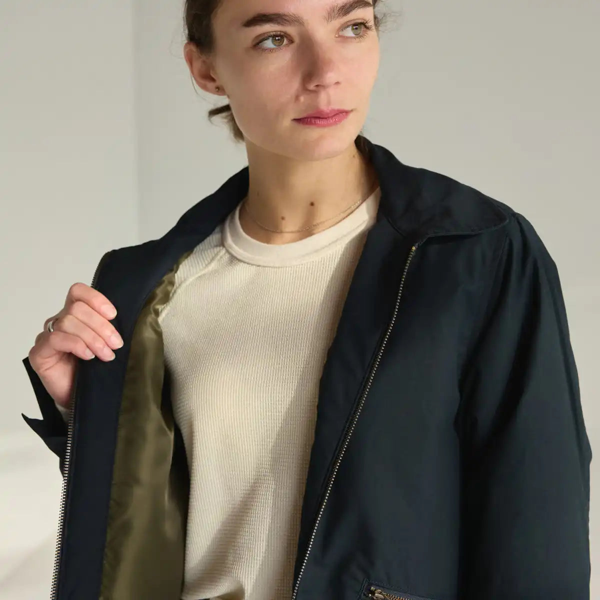 Women's Waxed Primaloft Coaches Jacket Navy - Image 8